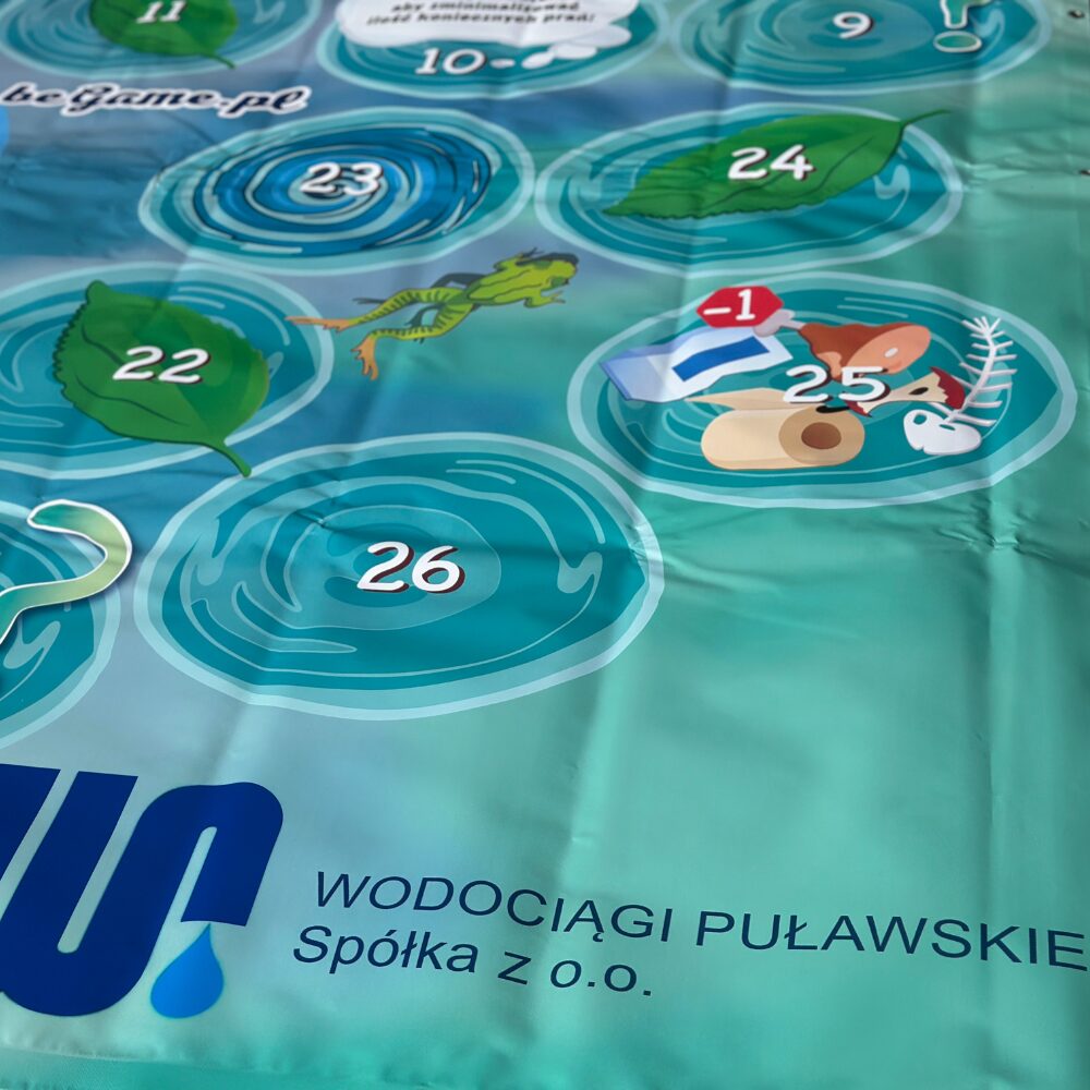 Edukacyjna gra planszowa wielkoformatowa o wodzie, dla dzieci. Pij wode,dbaj o wode. Woda