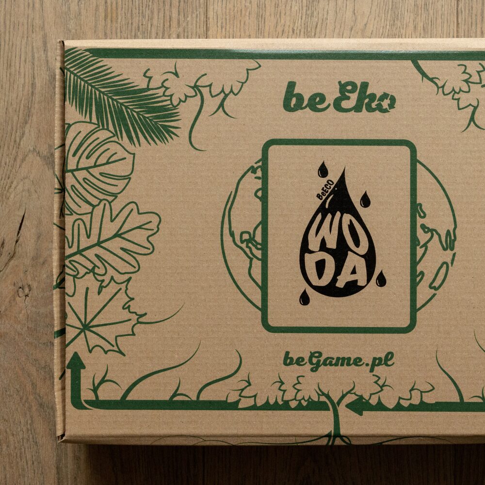 Edukacyjna gra planszowa, o wodzie, dla dzieci. Pij wodę, dbaj o wodę. Woda